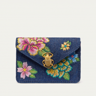 Porte Carte Alex Denim Brodé