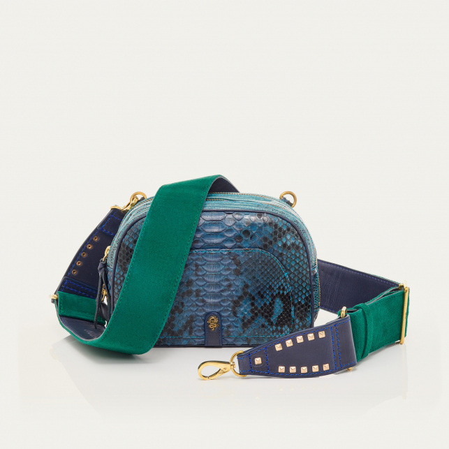 Sac Python Lézard Clara Bleu Lagon