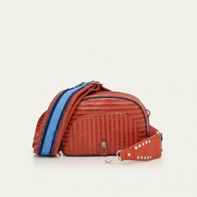 Sac Cuir Embossé Tressé Clara Rouge Brique Rouge Anko
