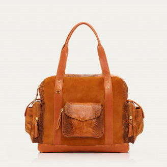 Cabas Lézard Leo Marron Caramel Kocha