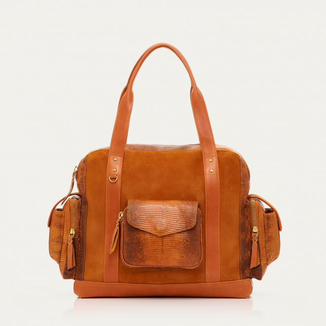 Cabas Lézard Leo Marron Caramel Kocha