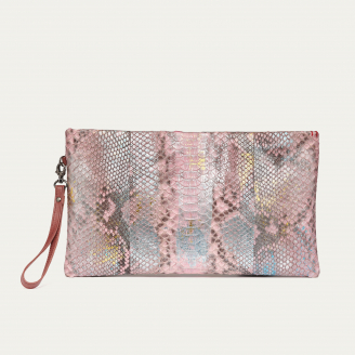 Pink Coral Python Lou Clutch