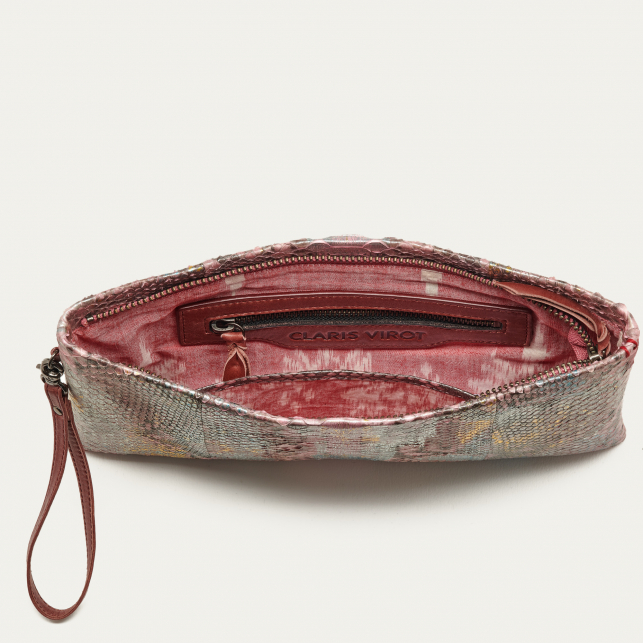Pochette Python Lou Corail Rose