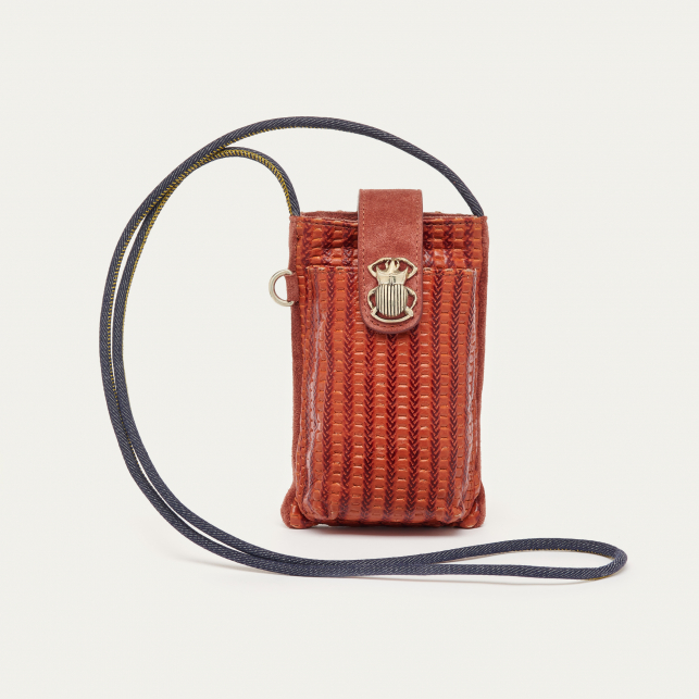 Etui à Telephone Cuir Double Marcus Rouge Brique Rouge Anko