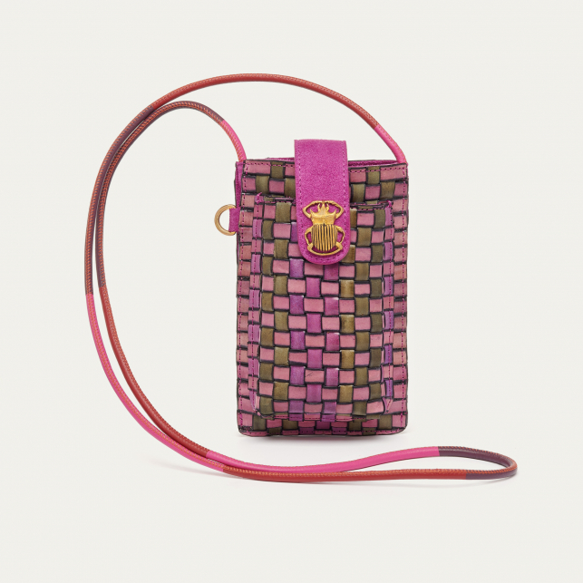 Etui à Telephone Cuir Double Marcus Rose Sakura
