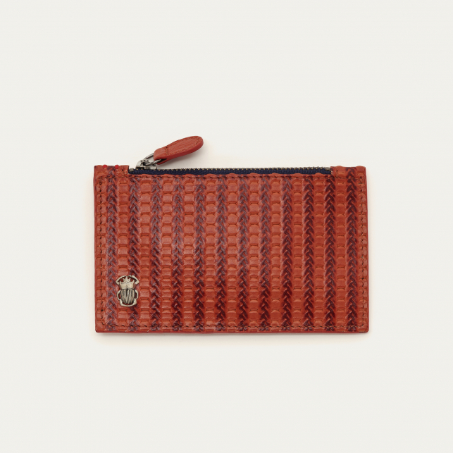Porte Carte Cuir Embossé Tressé Helena Anko