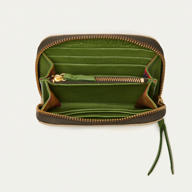 Portefeuille Cuir Embossé Croco Mini Bob Sesame