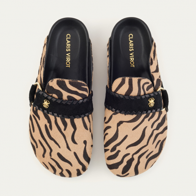 Mules Georgette Cuir Imprimé Tora