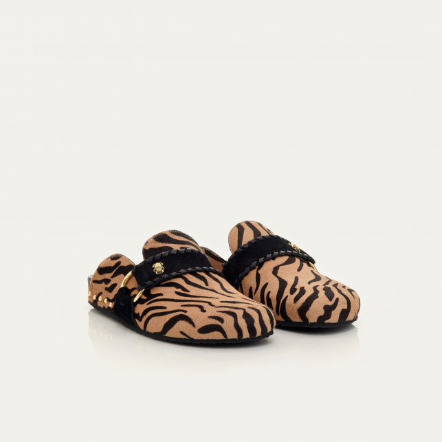 Mules Georgette Cuir Imprimé Tora
