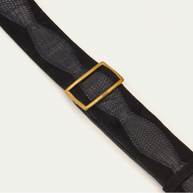 Bandoulière Lézard Patchwork Noir