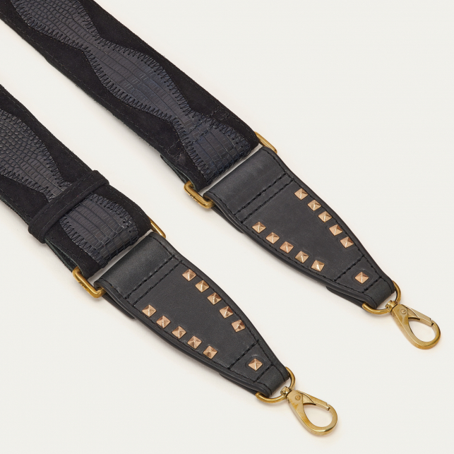 Black Lizard Patchwork Strap