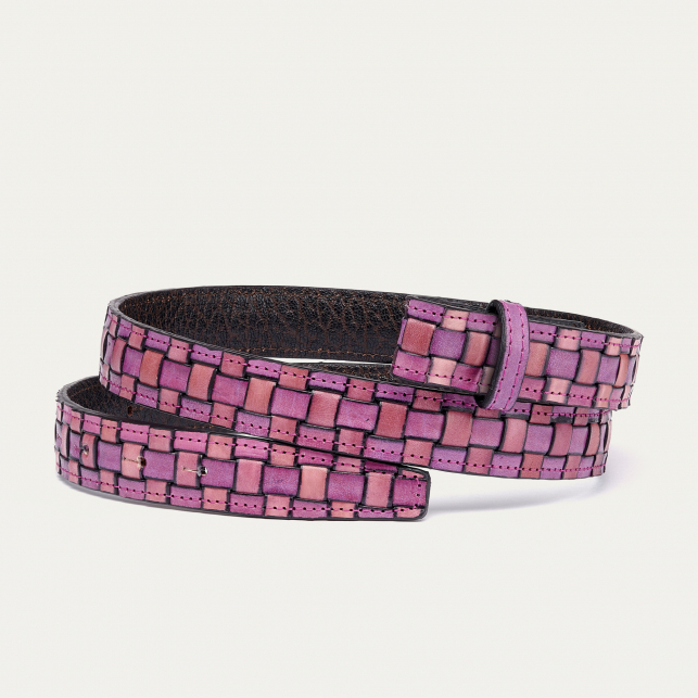 Baby Ceinture Cuir Embossée Tressée Sakura