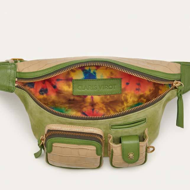 Sac Banane Cuir Embossé Croco Romeo Cuir Beige Sésame