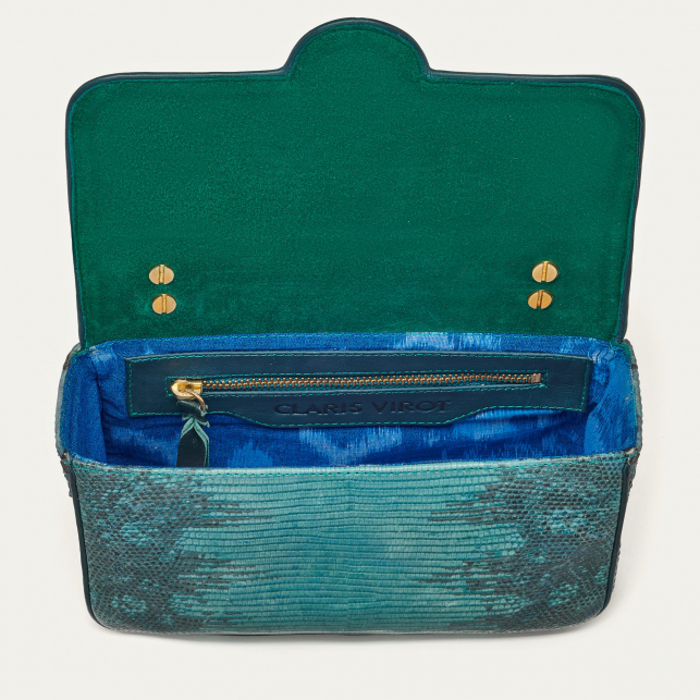 Sac Lézard Python Ava Medium Bleu Lagon