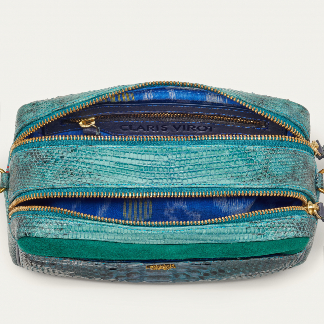 Sac Python Lézard Lily Bleu Lagon