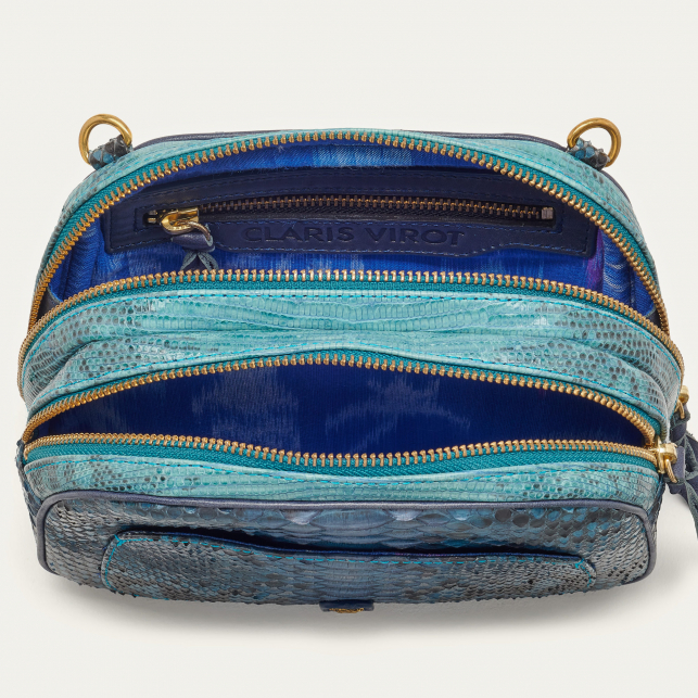 Sac Python Lézard Clara Bleu Lagon