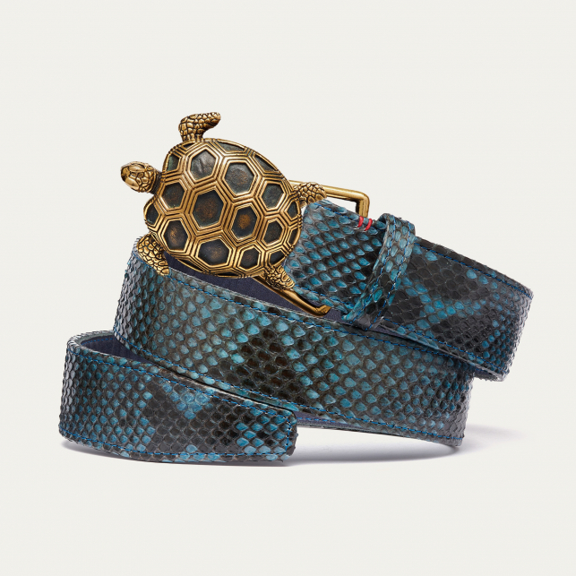 Ceinture Python Lagon Tortue Dorée