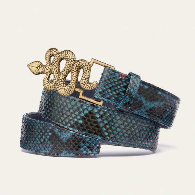 Ceinture Python Lagon Boucle Serpent Dorée