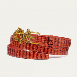 Embossed Braided Anko Leather Dragon Gold Baby Belt