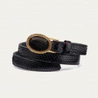 Black Python Baby Belt Dallas Gold Buckle