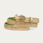 Baby Ceinture Cuir Embossé Croco Sesame Boucle Beetle Dorée