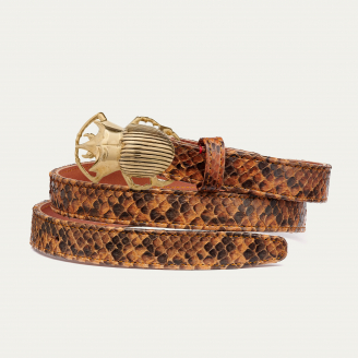 Baby Ceinture Python Moka Scarabée Dorée