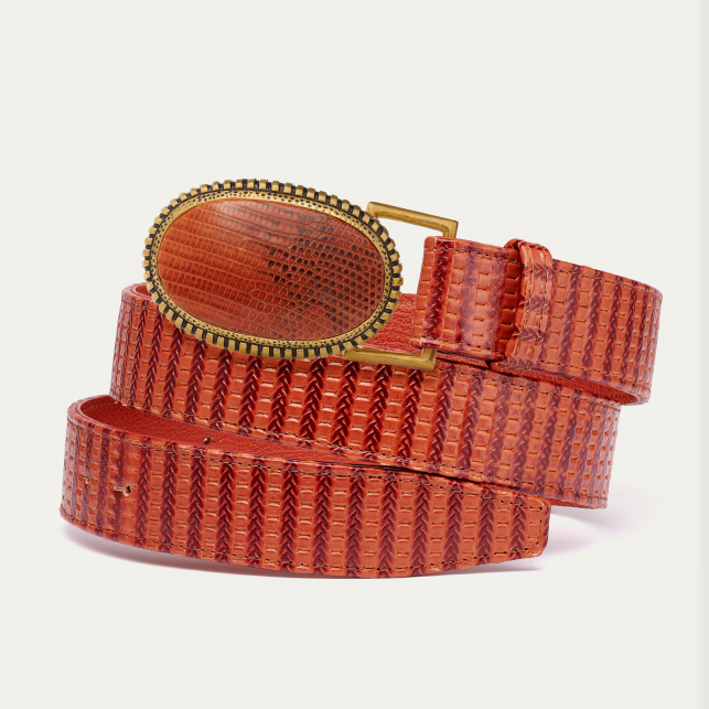 Ceinture Cuir Embossé Tressé Anko Boucle Dallas Kocha
