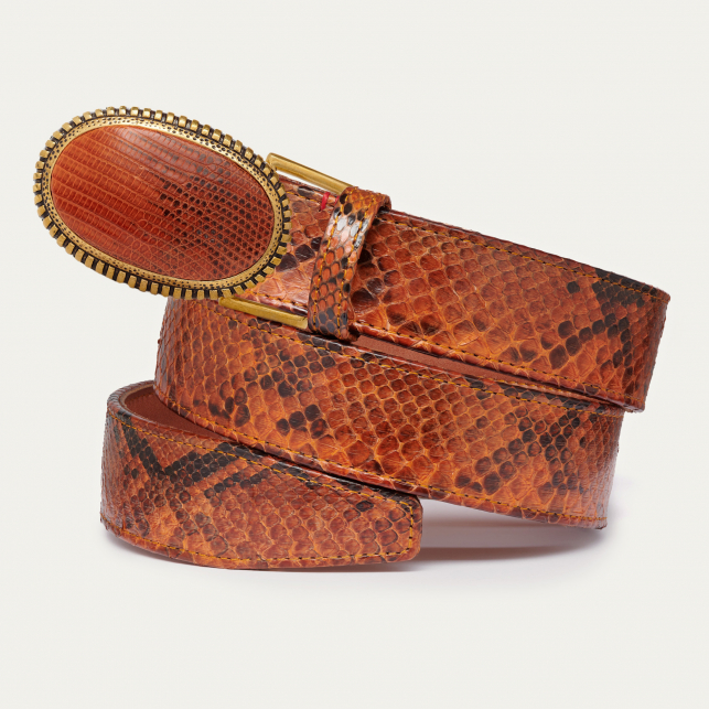 Moka Python Belt Dallas Kocha Gold Buckle