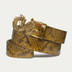 Kaki Python Belt Dragon Gold Buckle