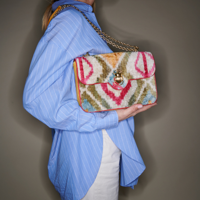 Sac Cuir Big Ava Velours Losange