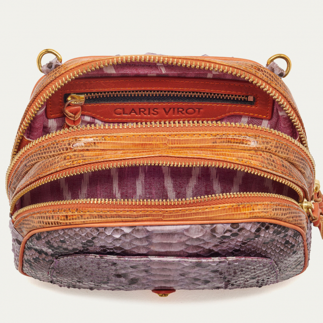 Sac Python et Lézard Rose Parme Paruma Clara