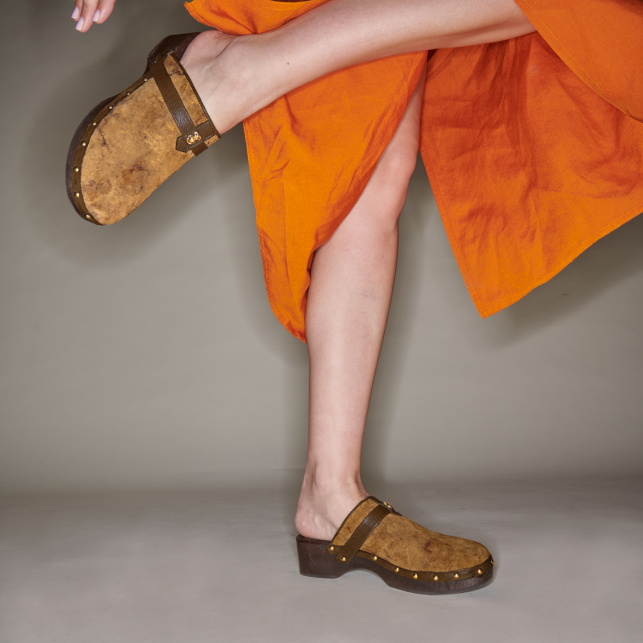 Sabot Arlette Cuir Kaki