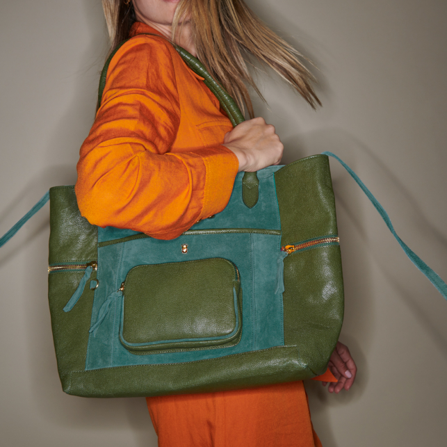 Lime Leather Hugo Tote Bag