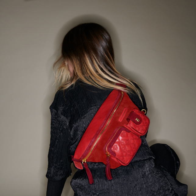 Vermilion Leather Fanny Pack Romeo