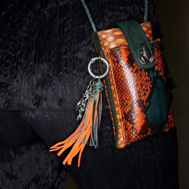 Porte Clés Fred Orange Vert Argent