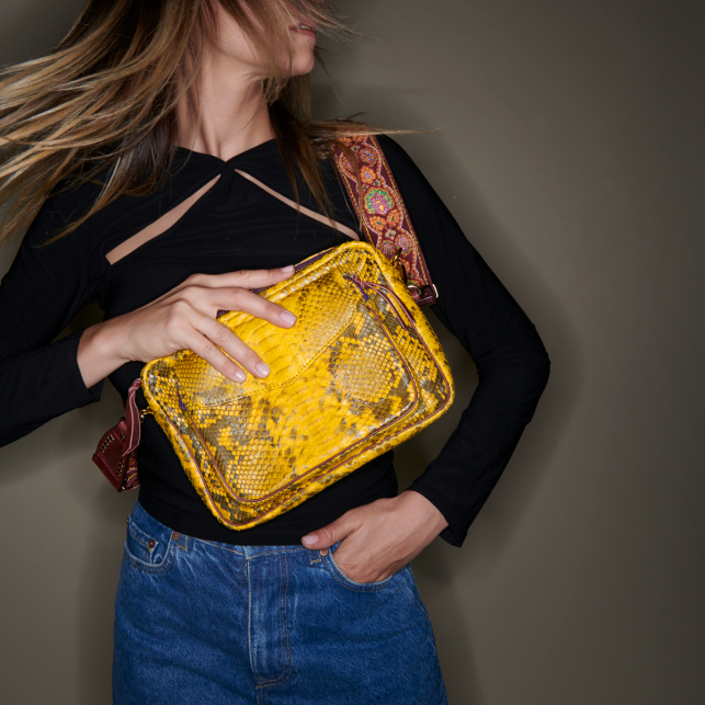 Sac Python Big Charly Jaune Safran