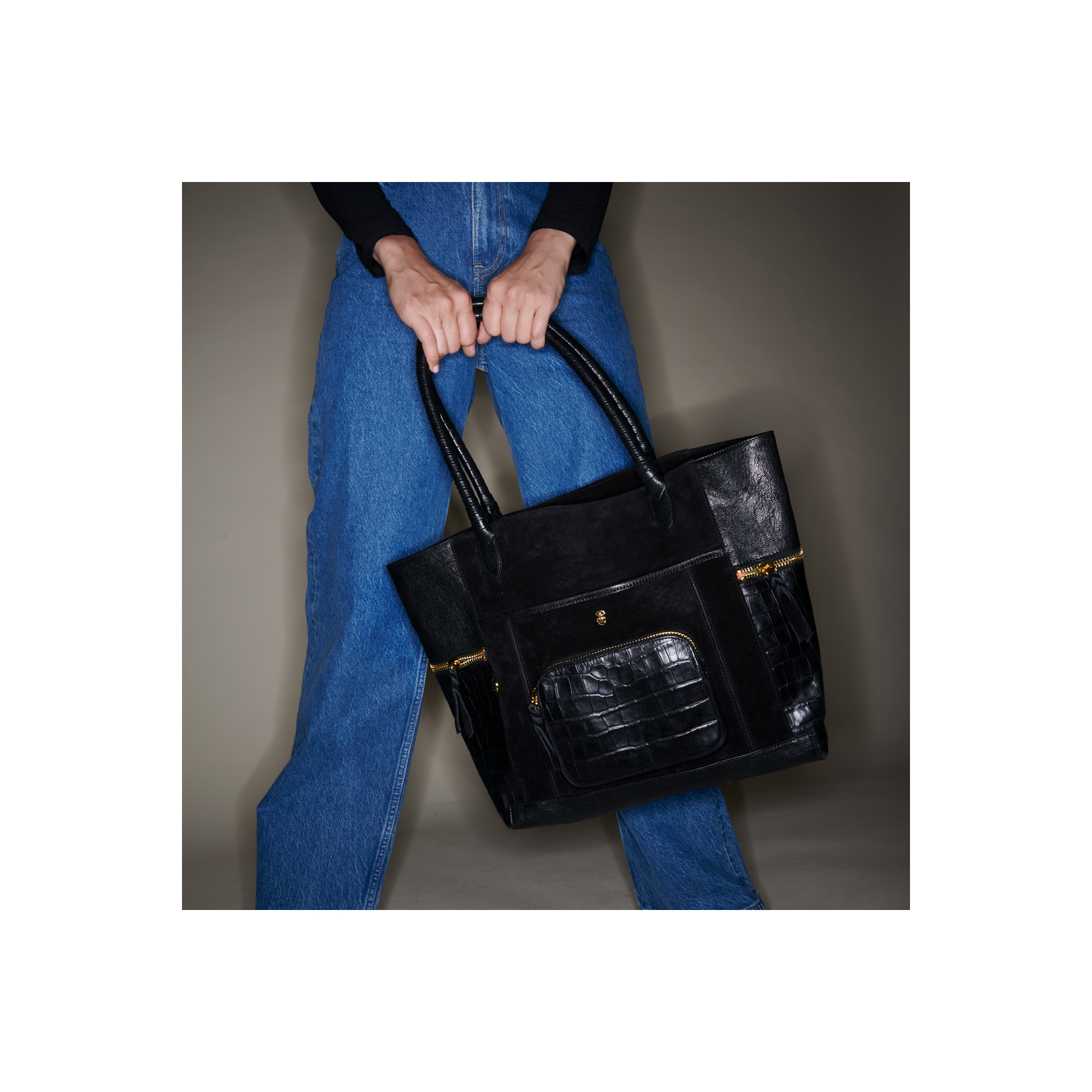 Liquorice Leather Hugo Tote Bag