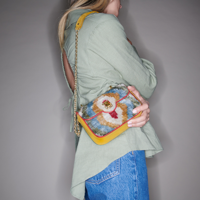 Sac Cuir Mini Ava Velours Losange
