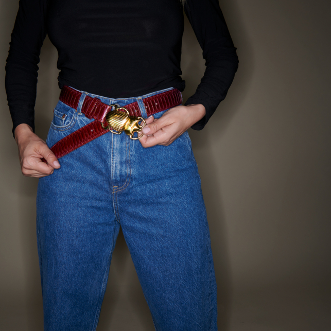 Burgundy Python Belt Golden Beetle