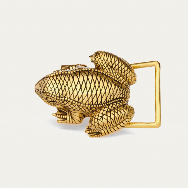 Burgundy Python Frog Belt Gold