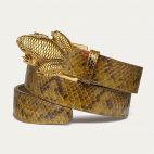 Kaki Python Frog Belt Gold