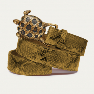 Ceinture Python Kaki Tortue Dorée