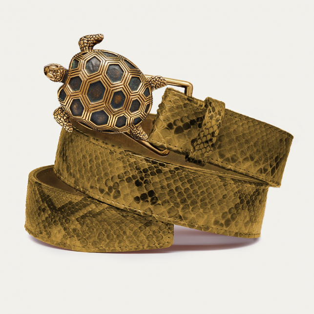 Gold Turtle Kaki Python Belt