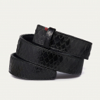 Black Python Belt Beetle Silver Buckle