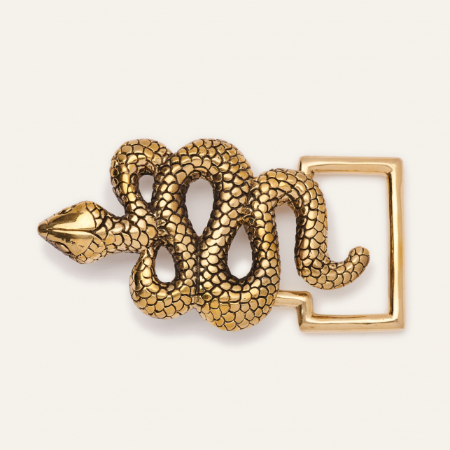 Black Python Snake Belt Gold Buckle