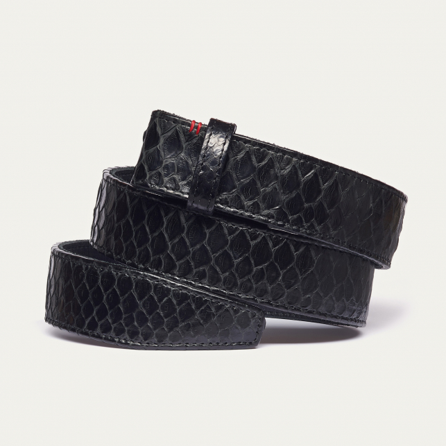 Ceinture Python Noir Serpent Dorée