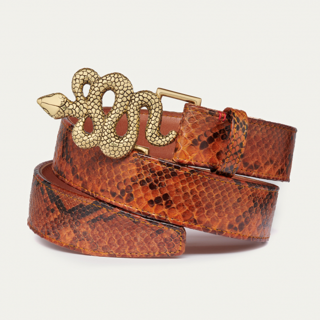 Moka Python Belt Snake Gold Buckle