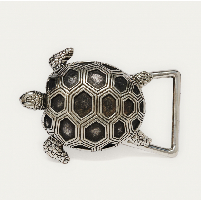 Silver Turtle Black Python Belt