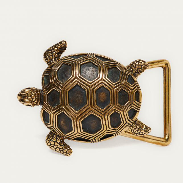Gold Turtle Black Python Belt