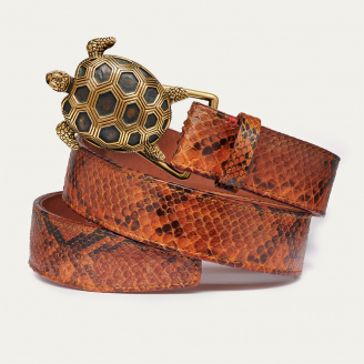 Ceinture Python Moka Tortue Dorée